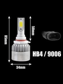 Pair Of C6 Super Led Lamps 6000K H1 H3 H4 H7 H11 H13 H16 H27 HB3 HB4 12V To 24V - HB4/9006 - 查看 1
