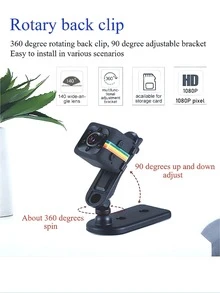 间谍运动探测器、间谍相机、隐藏相机、便携式微型相机、迷你相机、小型可充电电池供电、1080P 高清微型相机支持 128G TF 卡存储（不含 TF 卡）、夜视运动激活微型数字保姆相机，适用于家庭、办公室、汽车、无人机 - 多色1080P - 查看 3