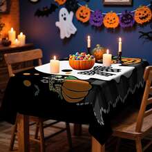 1/20 piezas Mantel de Halloween, Calabaza naranja espeluznante, Mantel con patrón de fantasma blanco, Excelente para uso en interiores/exteriores, Reuniones familiares, Cocina y comedor, Decoraciones de Halloween, Decoración del hogar