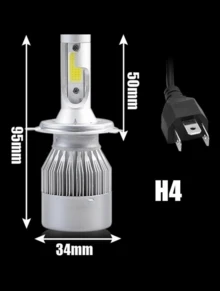 Pair Of C6 Super Led Lamps 6000K H1 H3 H4 H7 H11 H13 H16 H27 HB3 HB4 12V To 24V - H4 - 查看 2
