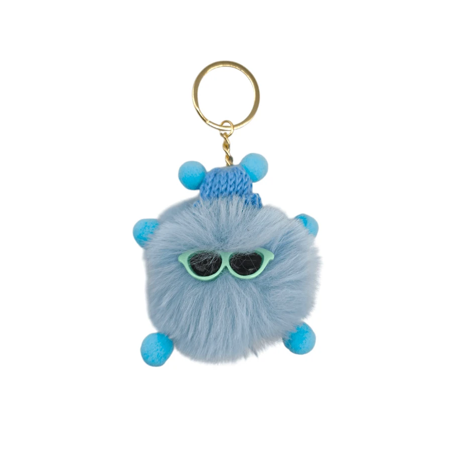 Chaveiro pelúcia cool pompom colorido - Escolha a cor - Azul bebê - Visão 1