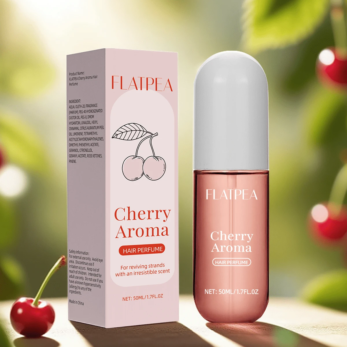 FLATPEA 50ml Cherry Scented Hair Gel | Long-Lasting Fragrance, Suitable For Various Occasions With Roll-On Design, Portable And Easy To Carry | Ideal For Romantic Dates, Social Events And Holiday Gifts - Emits Elegant Masculine Fragrance