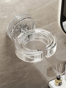 1pc Suction Cup Hair Dryer Holder Rack, Rotating Bathroom Wall Mount Blow Dryer Organizer, Drill-Free Adhesive Hairdryer Storage Rack - Multicolor - View 8