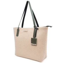 Summer Beach Bag Large Straw Shopbag - xanh quân đội - Xem 6