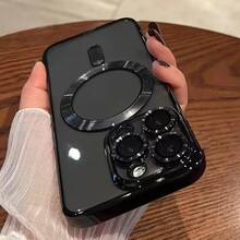 1pc Minimalist Plating Clear Wireless Charge Phone Case Compatible With Apple 17, 17 Air, 17 Pro, 17 Pro Max, 16, 15, 14, 13, 12, 11 Pro Max Plus, X, XS, XR, 7, 8 Electroplated Camera Film TPU Cover, Shipped With A Round Magnetic Ring (For Other Models) Or An Open Magnetic Ring (Compatible With Apple 17 Pro, 17 Pro Max).