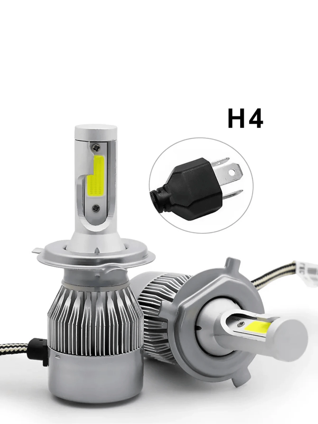 Pair Of C6 Super Led Lamps 6000K H1 H3 H4 H7 H11 H13 H16 H27 HB3 HB4 12V To 24V - H4 - 查看 1