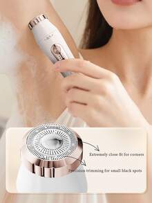 三合一多功能电动修容套装 - 女士美容剃须刀、腋下修剪器、电动鼻毛修剪器，可更换刀头，干湿两用，适用于比基尼部位、眉毛、鼻子、面部、腿部、腋下，便携式无线设计，带电量指示灯，女士理想礼物 - 彩色 - 查看 6