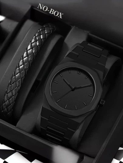 两只装男士手表，聚碳酸酯材质，简约时尚商务腕表，适合各种场合，任何男士均可佩戴。