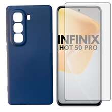 Capa + Pelicula Vidro 3D Compativel Com Infinix Hot 50 Pro - Azul Escuro - Visão 1
