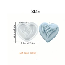 1pc "Holding Hands" Silicone Mold, DIY Valentine's Day Candle Mold, Holiday Decor Figurine Plaster Mold, Handcraft Epoxy Resin Mold - White - View 2