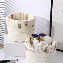 1 Cesto Organizador Fofo de Veludo Cotelê com Laço ou Coração em 3D, Cesto Organizador de Mesa, Cesto Impermeável para Cosméticos, Pode Ser Usado para Armazenar e Organizar Pincéis e Produtos de Cuidados com a Pele, Decoração de Mesa, Organizador de Cosméticos, Cesto de Piquenique Portátil, Presente de Dia dos Namorados, Organizador de Banheiro, Organizador de Produtos de Cuidados com a Pele - Multicolorido - Ver 5