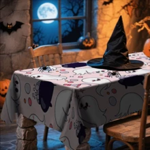 1/20pcs Halloween Tablecloth - Scary Cute White Ghost With Purple Potion Pattern Tablecloth, Durable Rectangular Tablecloth, Perfect For Dining, Picnics, Festivals, Weddings And Tea Parties, Halloween Decoration - Multicolor - View 14