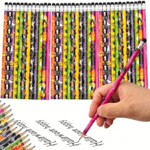 24 支万圣节铅笔，带橡皮擦的卡通铅笔，用于绘画、素描、书写，万圣节学校教室礼物，12 种款式，万圣节 HB 铅笔套装