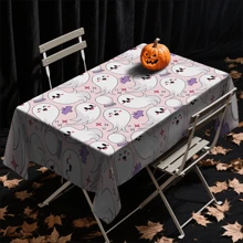 1/20 piezas Mantel de Halloween - Mantel con patrón de fantasmas blancos lindos y espeluznantes, mantel rectangular duradero, perfecto para comer, picnic, fiestas, bodas y meriendas, decoración de Halloween