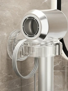 1pc Suction Cup Hair Dryer Holder Rack, Rotating Bathroom Wall Mount Blow Dryer Organizer, Drill-Free Adhesive Hairdryer Storage Rack - Multicolor - View 6