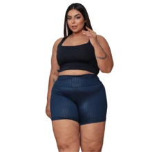 Kit 4 Shorts Women's 3D Plus Size Suplex Leg Gym Butt Lift Black/Purple/Pink/Blue