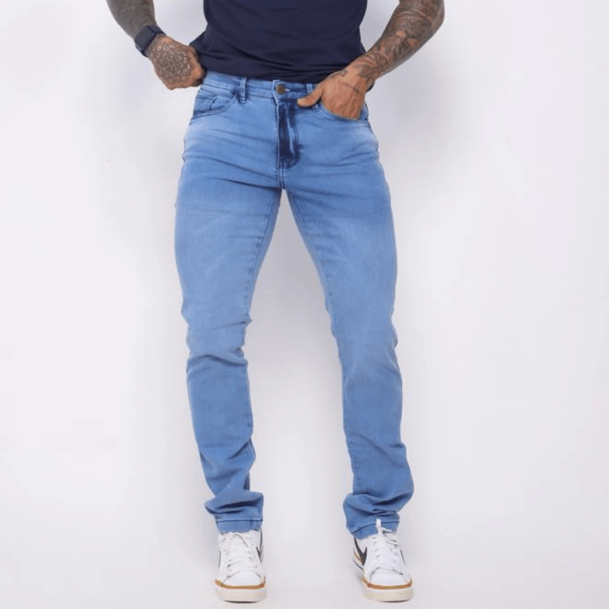 Calça Masculina Jeans Premium Tradicional Com Elastano Lycra  Todos    Bolso  Zíper  Botão - Jeans Flex Spin - Visão 1