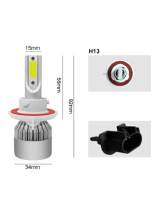 Pair Of C6 Super Led Lamps 6000K H1 H3 H4 H7 H11 H13 H16 H27 HB3 HB4 12V To 24V - H13 - 查看 2