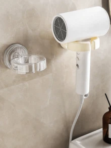 1pc Suction Cup Hair Dryer Holder Rack, Rotating Bathroom Wall Mount Blow Dryer Organizer, Drill-Free Adhesive Hairdryer Storage Rack - Multicolor - View 3