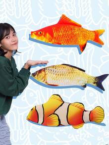 3D Giant Soft Fish Shaped Plush Pillow, Decorative Stuffed Fish Cushion, Oversized Decorative Pillow, Creative Home Decor Gift, Pet Doll, Children's Gift - Multicolor - View 5