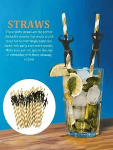 6 Pajitas traviesas de despedida de soltera, pajitas con poste de estríper, pajitas de papel para fiesta de despedida de soltera - Pajitas divertidas para beber en despedidas de soltera, noches de chicas, adultos, con confeti de hombres bailarines, gruesas para decoración de duchas nupciales, cumpleaños, Halloween y suministros para fiestas navideñas