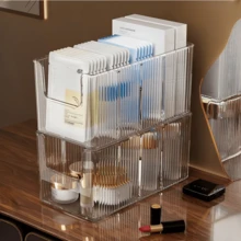 大容量亚克力化妆品收纳盒，面膜收纳盒，透明隔层收纳盒，台面护肤品收纳架 - 彩色 - 查看 12