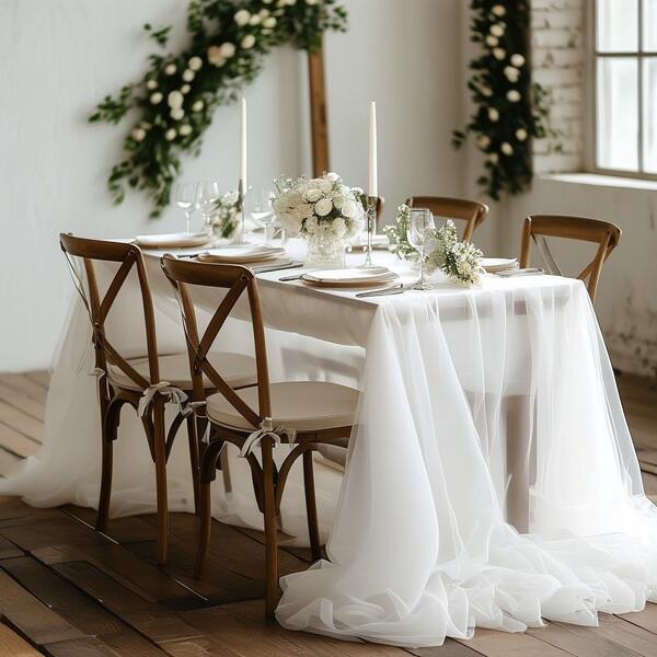 1 Piece, Exquisite Wedding Gauze, Small-Sized Transparent Wedding Chiffon Hanging Fabric For Party Banner Decoration, Suitable For Party Background, Stage Background Decoration, Halloween/Christmas/Valentine's Day Romantic Wedding Ceremony Reception