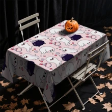 1/20pcs Halloween Tablecloth - Scary Cute White Ghost With Purple Potion Pattern Tablecloth, Durable Rectangular Tablecloth, Perfect For Dining, Picnics, Festivals, Weddings And Tea Parties, Halloween Decoration - Multicolor - View 5
