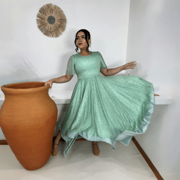 Vestido De Dança Coreografia Todo TULE Moda Evangélica
