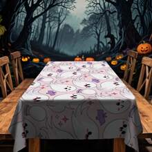 1/20 piezas Mantel de Halloween - Mantel con patrón de fantasmas blancos lindos y espeluznantes, mantel rectangular duradero, perfecto para comer, picnic, fiestas, bodas y meriendas, decoración de Halloween
