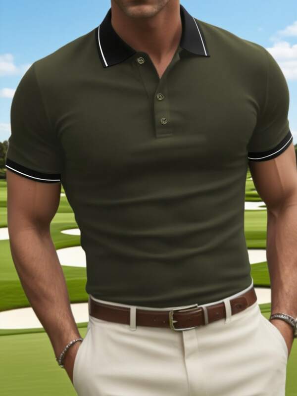 Heren zomer zakelijke koele kraag casual vakantie poloshirt korte mouw T-shirt
