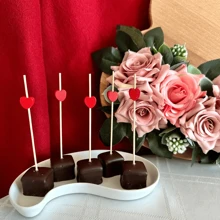 10/50/100 piezas Pinchos de cóctel profesionales de bambú, pinchos de cóctel con corazón rojo, suministros para fiestas de cóctel para el Día de San Valentín, decoraciones de fiesta, suministros de fiesta, decoraciones navideñas, boda, decoración de mesa para el Día de la Madre