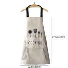 Delantal de cocina de 4 piezas con bolsillos para limpiar las manos, delantal de chef con bolsillo grande, para mujeres y hombres, resistente al agua y al aceite, cómodo y ajustado, duradero y ligero para cocinar, hornear, restaurante, barbacoa, pintar y hacer manualidades. - Paquete de 4 - Ver 2