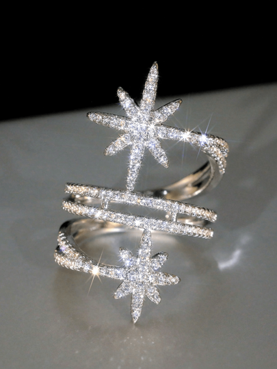 خاتم مرصع بالزركونيا المكعبة فاخر، مناسب للنساء، مناسب للأعراس والخطوبة والأعياد السنوية والحفلات وعيد الحب وغيرها من المناسبات