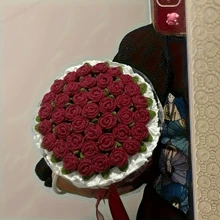 1 件成品玫瑰花束毯，针织钩针花卉毯，亚麻百合毯，适合所有季节 - 玫瑰花 - 查看 5