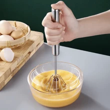 1 pieza Batidor manual de acero inoxidable, batidor de huevos, apto para hornear, cocinar, beber y hacer mezclas de crema, herramienta de cocina portátil, apta para chefs de hogar y cocina al aire libre, diseño de mango elegante