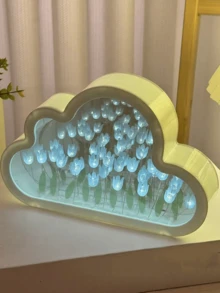 1 Stück Wolken Tulpen Nachtlicht, 20 Tüllen, handgefertigt, Wolken Spiegel Design, batteriebetrieben, DIY Blumen Atmosphäre Licht, Wohnzimmer, Schlafzimmer, Schreibtisch und Heim Dekoration, Büro Spielzimmer Dekoration