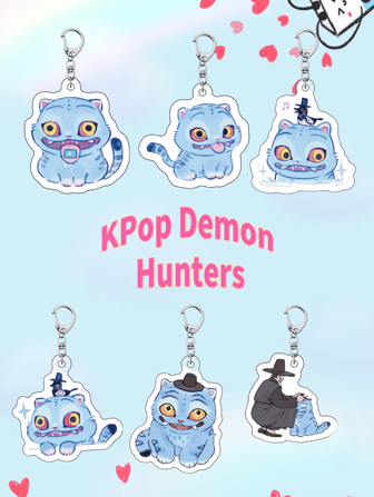 Conjunto de tarjetas con tema de caza de brujas de K-POP/Escuadrón de caza de brujas, Rumi, Mira, Zoey, Jinu, Abby, Baby, Misterio, Romance, Gwi-Ma<Tu ídolo>, <Dorado>, <Cómo suena>, <Gratis>, <Derribo>, <Refresco> - Colgante de llavero de acrílico plástico, decoración colgante (Resistente, anti pérdida, anti desgaste, anti arañazos)