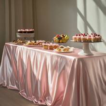 Multicolor & Size Wedding Satin Tablecloth Shiny Bridal Banquet Table Cover For Reception & Party Decor Rectangular/Round Solid Color Glossy Tablecloth For Formal Dining