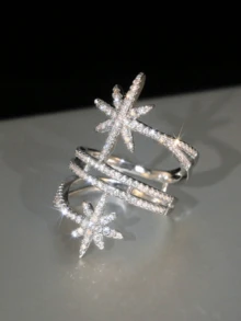 1 chiếc nhẫn đá Cubic Zirconia tinh tế, phù hợp cho nữ, thích hợp cho đám cưới, lễ đính hôn, kỷ niệm, tiệc tùng, ngày Valentine và các dịp khác. - Bạc - Xem 2