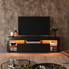 TV Stand, 63 Inch Entertainment Center, Modern TV Console With 2 Drawers For Living Room, LED TV Stand For 60 To 70 Inch TV - 黑色 - 查看 1