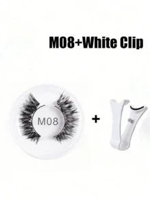 1 pereche de gene false magnetice, kit cu pensetă aplicatoare profesionale, reutilizabile, fără lipici, gene false Manga Lash, naturale, lungi și pufoase, Faux Mnk, păr moale, ochi ușori, instrument de machiaj pentru petreceri de călătorie înfrumusețate