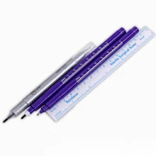 قلم تحديد وشم بمسطرة دقيقة، قلم تحديد ثنائي الطرف بحبر أرجواني بسمك 0.5 مم و 1 مم، أداة مكياج وشم الحواجب الجراحي، اكسسوارات الوشم 2 قطعة - متعدد الألوان - مشاهدة 3