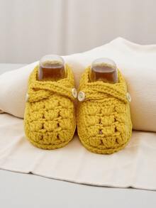Handmade Knitted Infant Leg Warmers, Indoor Prewalker Shoes - Yellow - View 4
