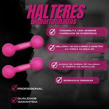 Pair Of Dumbbells Weight 1 Kg Pink Rubberized Gym Weights Training Physiotherapy Bodybuilding - 粉色 - 查看 2