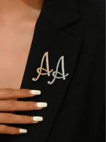 1 Stück Buchstaben Brosche Pins Initialen Strass Brosche für Frauen Handwerke Silbrig A-Z