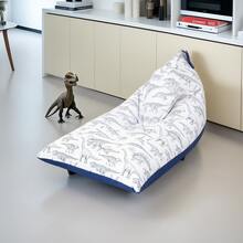Kids Dinosaur Print Bean Bag Chair | Cozy Lounge Seat For Bedroom - Blue Dinosaur - View 2