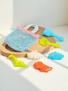 7pcs Kids Beach Toys Set With Storage Bag, Suitable For Digging Sand And Playing In Water. Made Of Durable ABS Material. Set Includes: Shovel, Rake, Dinosaur & Animal Molds, Random Colors. Suitable For 3-6-12 Years Old Boys And Girls For Outdoor Beach Play.