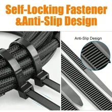 500 Pcs Black And White Nylon Zip Ties, Self-Locking Plastic Zip Ties, Bundling Cable Ties, Self-Locking Nylon Zip Ties, Cable Zip Ties, Multi-Purpose Sealing Zip Ties, High Toughness Without Breaking, Wire Sorting And Storage, Fixing Household Electrical Cables, Suitable For Indoor And Outdoor Use - Black - View 5