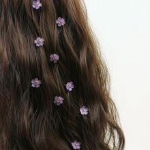10 件水晶花发夹，夏季海滩辫子发饰女士，爪夹，发夹，发夹，发夹，派对造型 - 紫色 - 查看 1